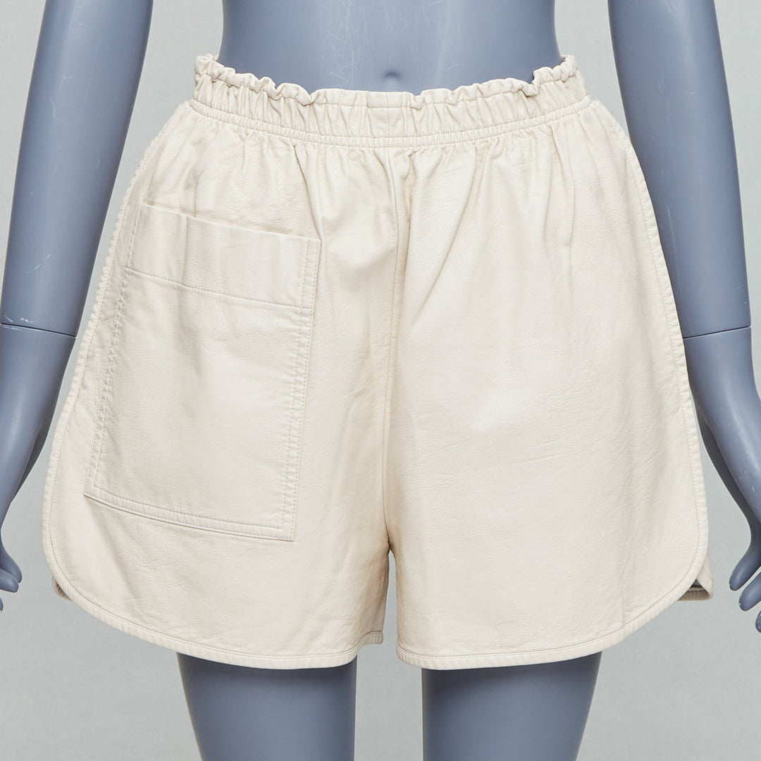 STELLA MCCARTNEY Skin Free Skin beige faux leather pocketed shorts  IT38 XS