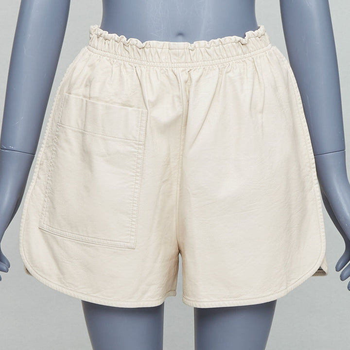 STELLA MCCARTNEY Skin Free Skin beige faux leather pocketed shorts  IT38 XS