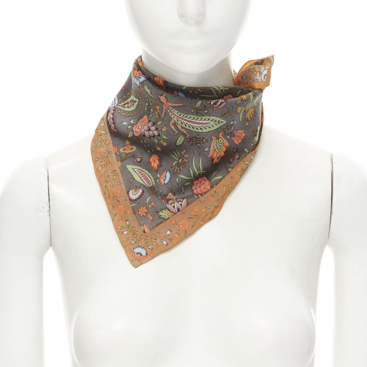 VIVIENNE WESTWOOD orb logo mythical creatures floral handkerchief neckscarf