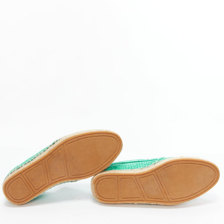 JIMMY CHOO Vlad mint green embossed scaled leather espadrilles EU42