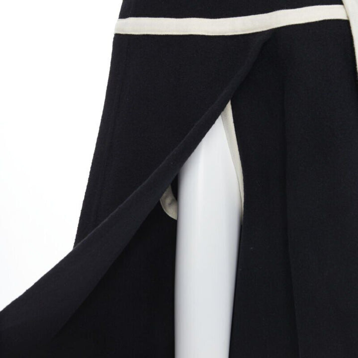 vintage COMME DES GARCONS 1989 Runway black white trimmed cape poncho jacket M