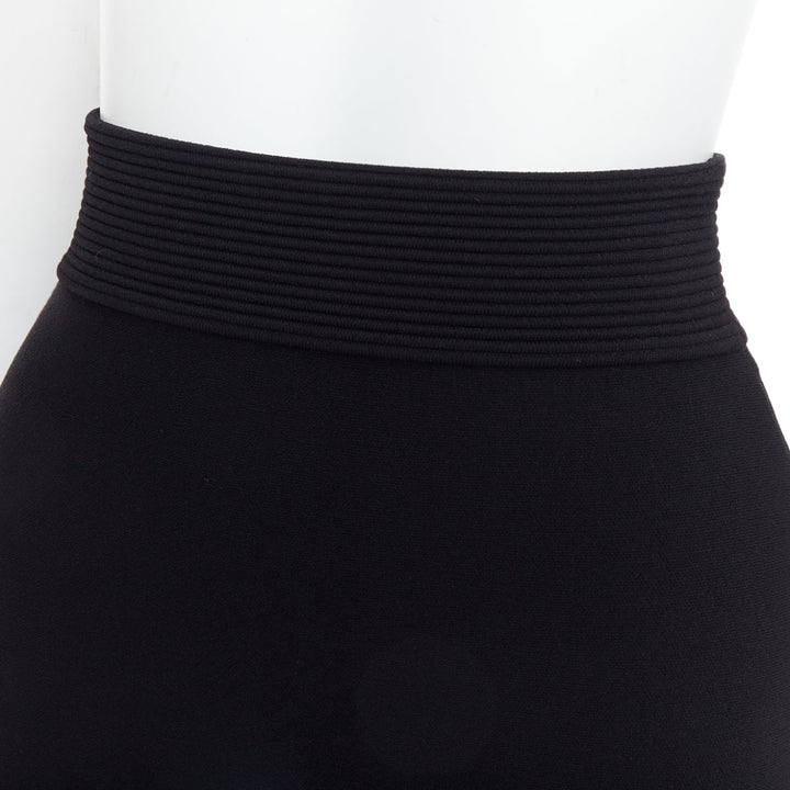 ALEXANDER MCQUEEN black jacquard knit scallop hem pencil skirt XS