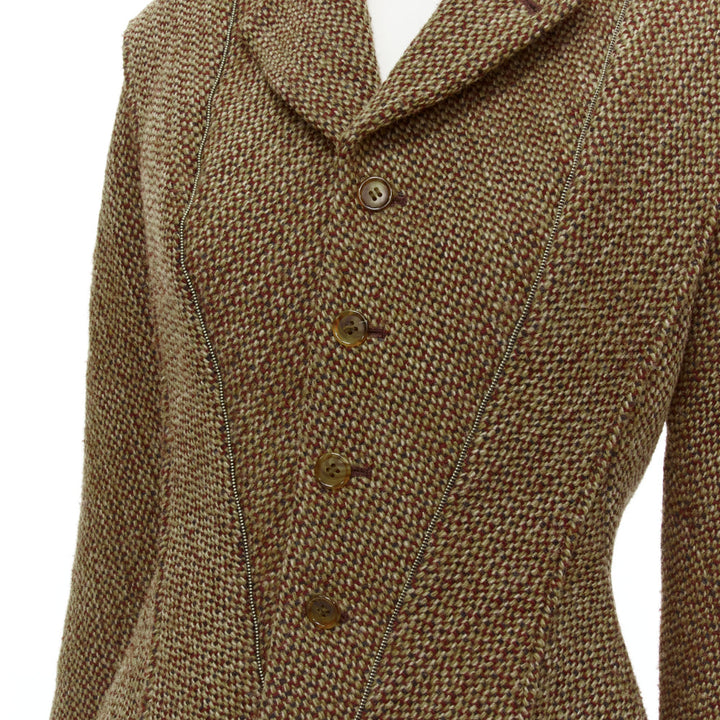 rare JUNYA WATANABE 1999 Runway brown tweed herringbone transformable jacket M