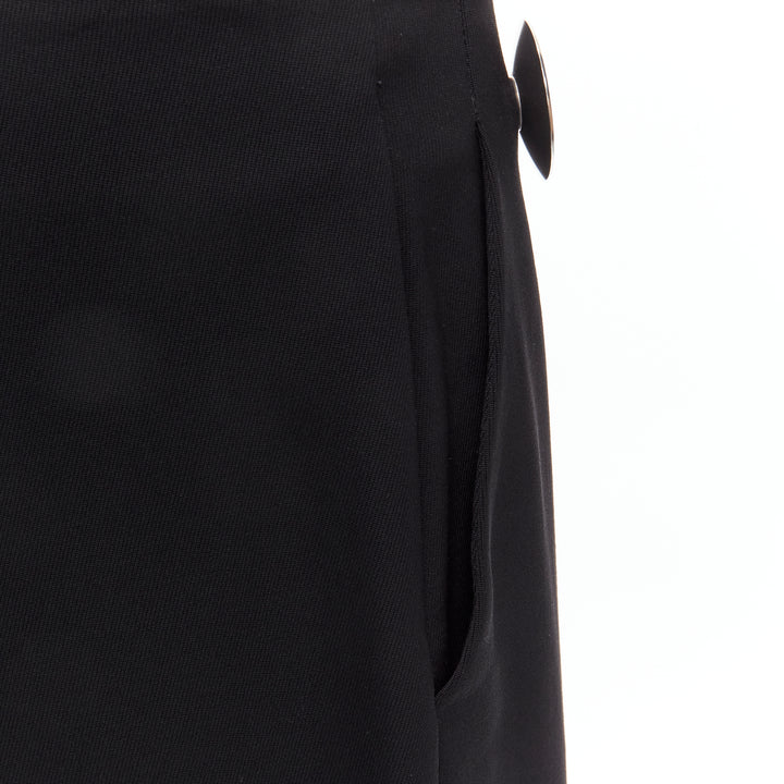 STELLA MCCARTNEY 2015 wool black silver button embellished wide leg pants IT40 S