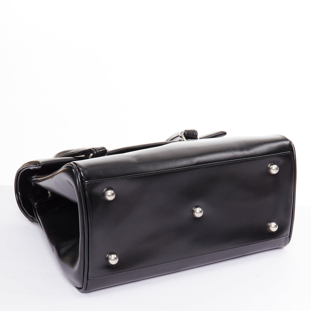 COMME DES GARCONS CDG black buffed faux leather foldover duffle bag