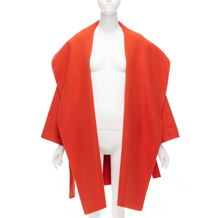 BOTTEGA VENETA red 100% double face cashmere shawl collar belted coat IT38 XS