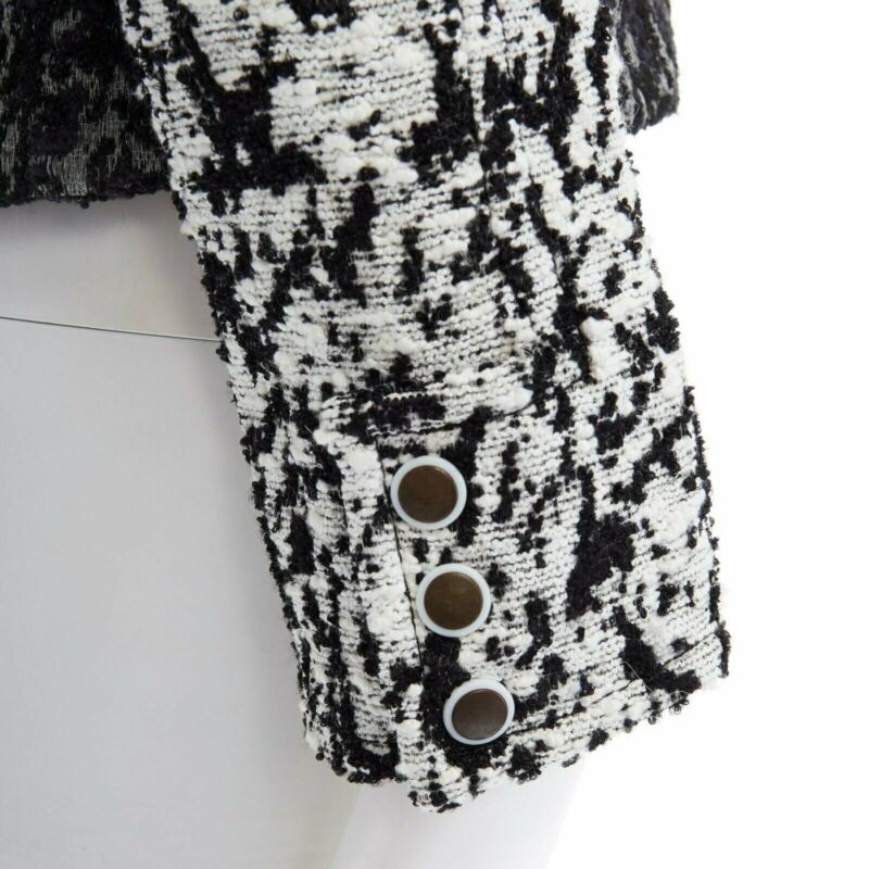 runway PROENZA SCHOULER 2011 white black boucle hook eye cropped jacket US4 S