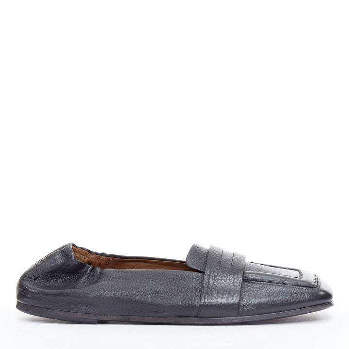 MARSELL Spatolona black square toe elastic back flat loafers EU38