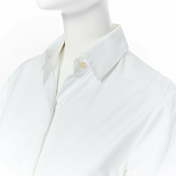 ROSETTA GETTY white cotton maxi long shirt dress apron fold minimal tie US0 XS