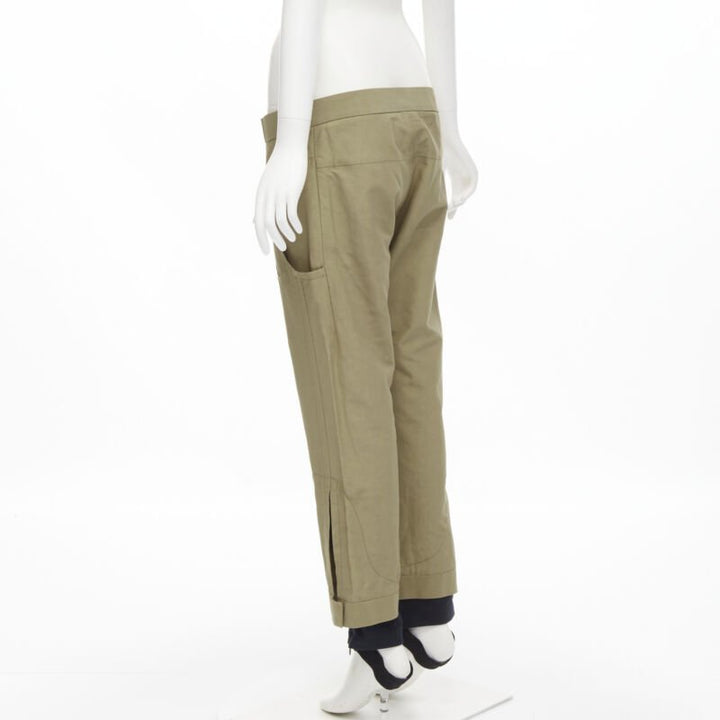 MARNI brown cotton layered hem stirrup jodphur pants IT42 S