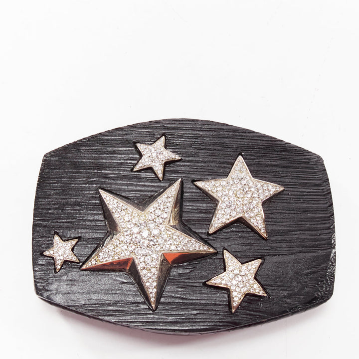 rare JIMMY CHOO black acrylic silver star crystal embellished mini clutch bag