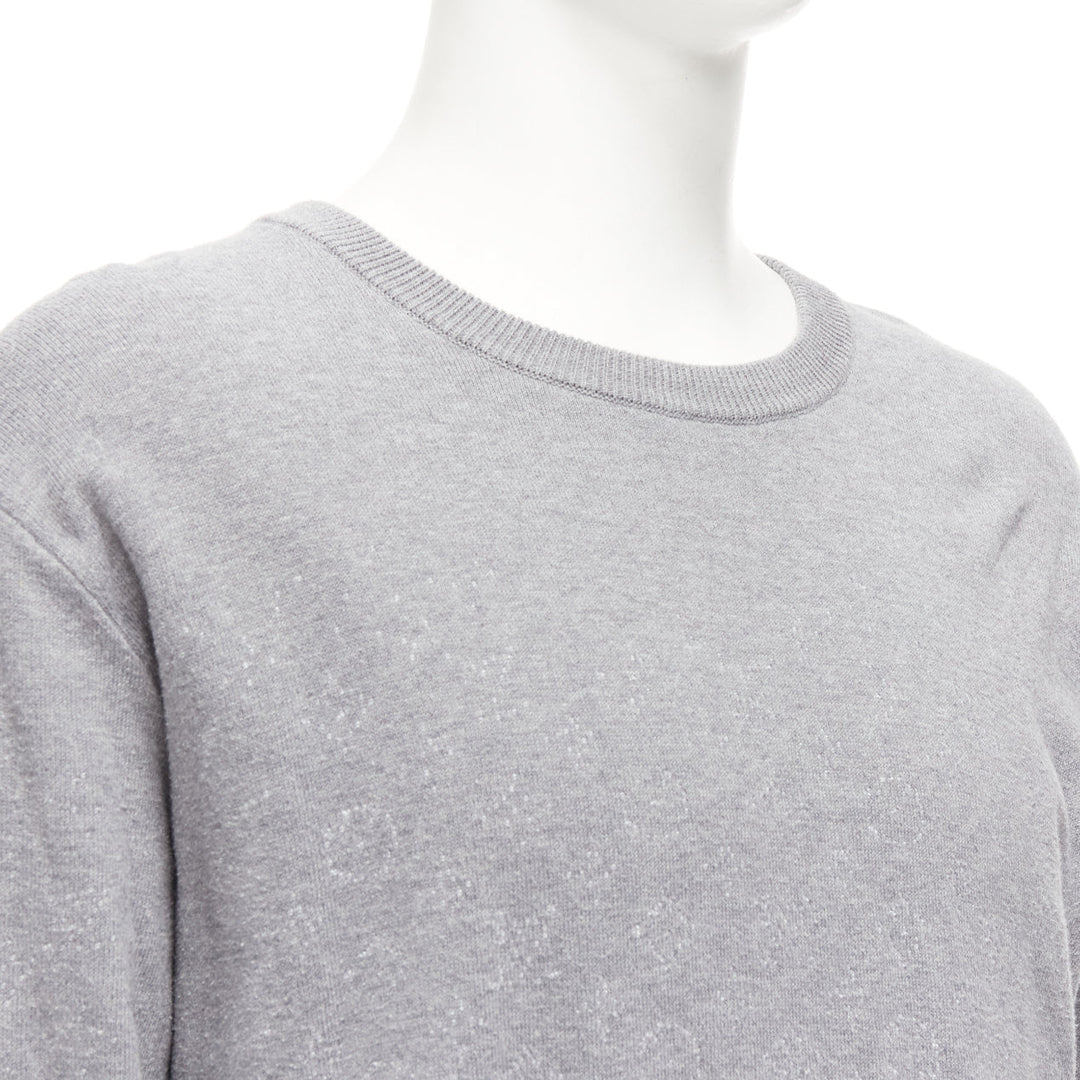 LOUIS VUITTON grey white ombre LV logo monogram crew sweatshirt L