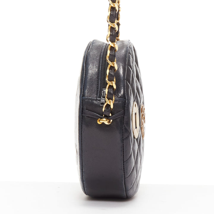 TIGER IN THE RAIN CHANEL Vintage I Love You applique round crossbody chain bag