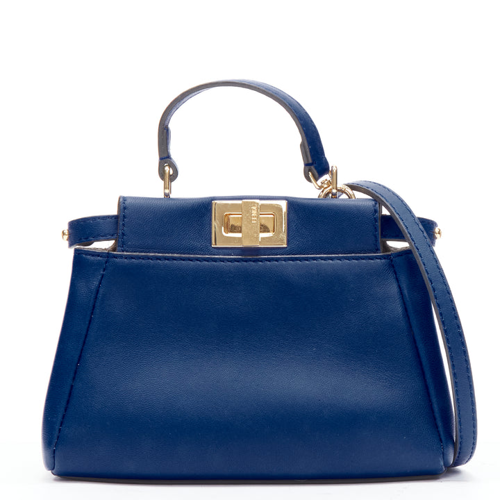 FENDI Micro Peekaboo blue leather gold hardware crossbody bag