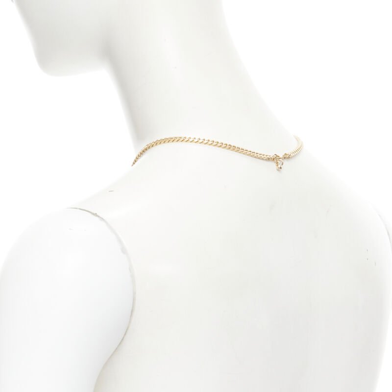 BOTTEGA VENETA gold tone BV ID choker chain necklace