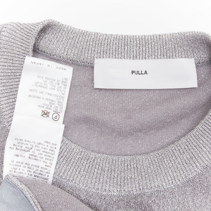 TOGA ARCHIVES metallic silver lurex pleats layered hem ribbed dress FR36 S