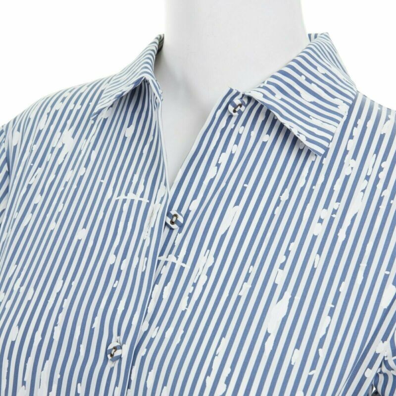 TOMAS MAIER cotton blend blue white splatter print belted casual dress US0 XS