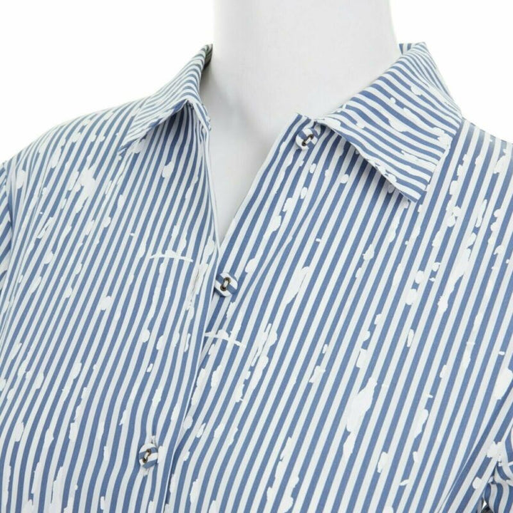 TOMAS MAIER cotton blend blue white splatter print belted casual dress US0 XS