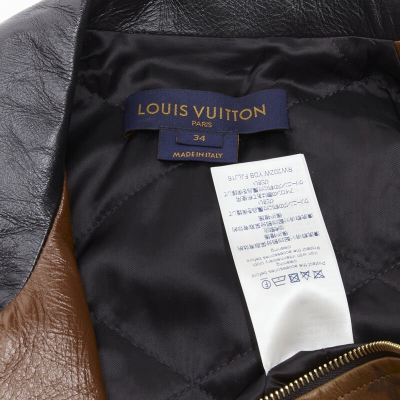 LOUIS VUITTON 2022 Tattoo Monogram cropped calfskin leather biker jacket FR43 XS
