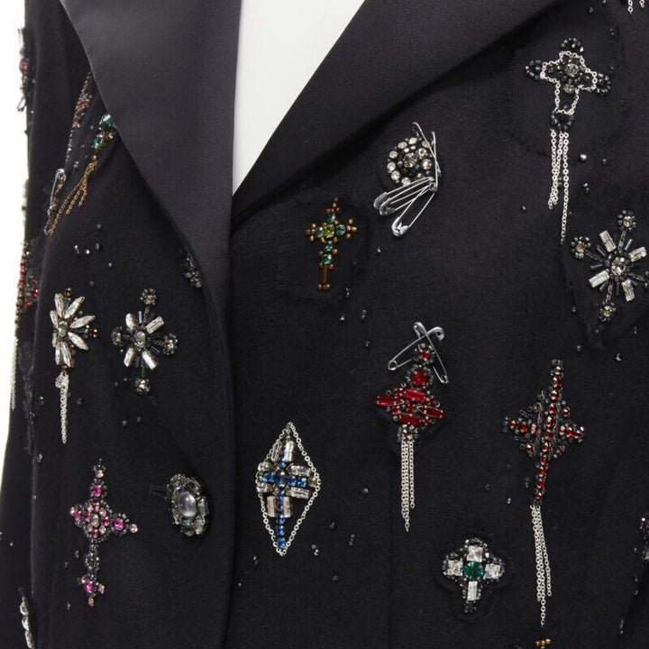 Runway CHANEL Paris London Metier D'art Lesage Punk cashmere coat FR40