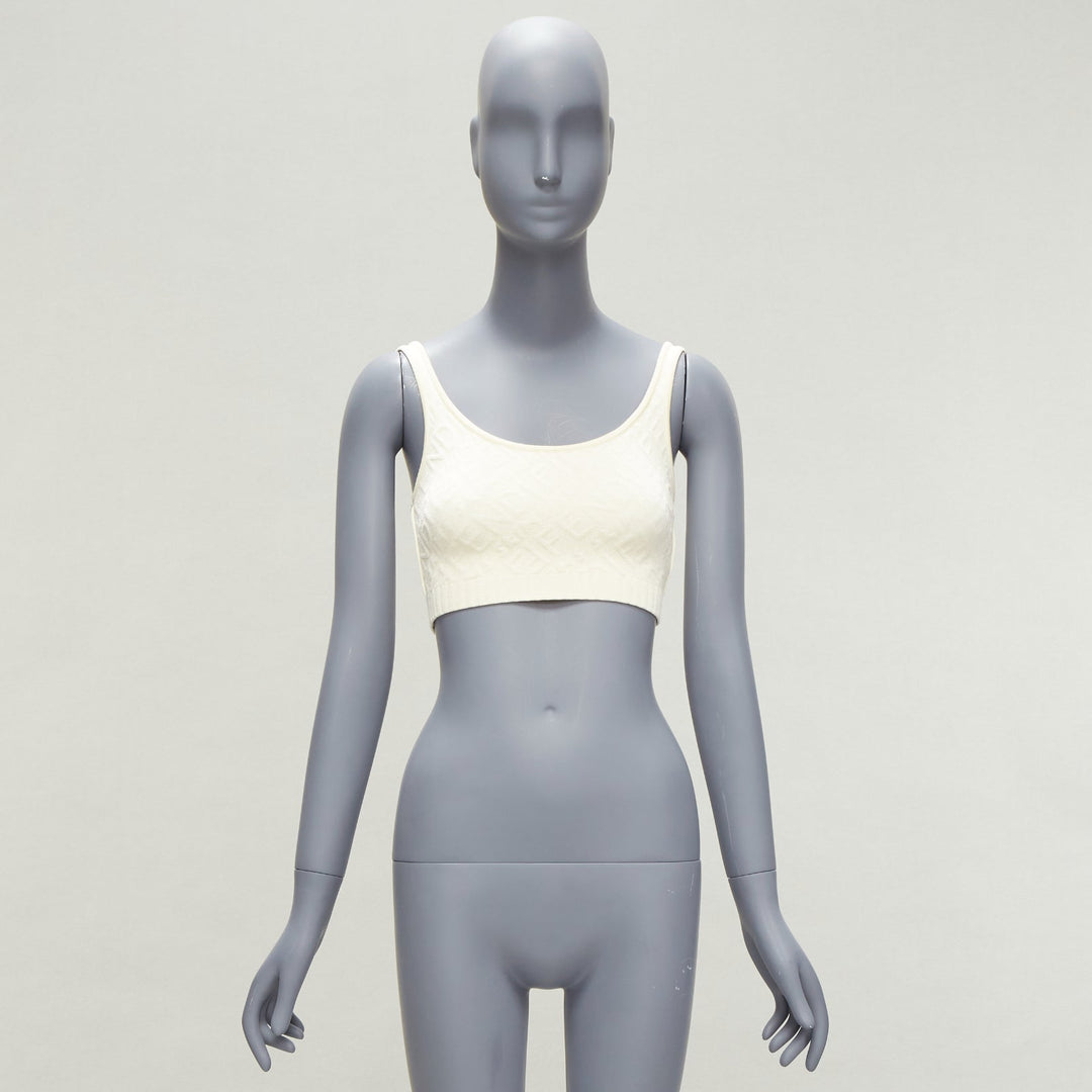 FENDI SKIMS cream logo jacquard scoop neck bralette crop top IT36 XXS