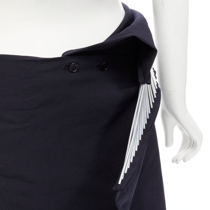 rare JUNYA WATANABE Vintage 1998 Runway silver architectural metal midi skirt