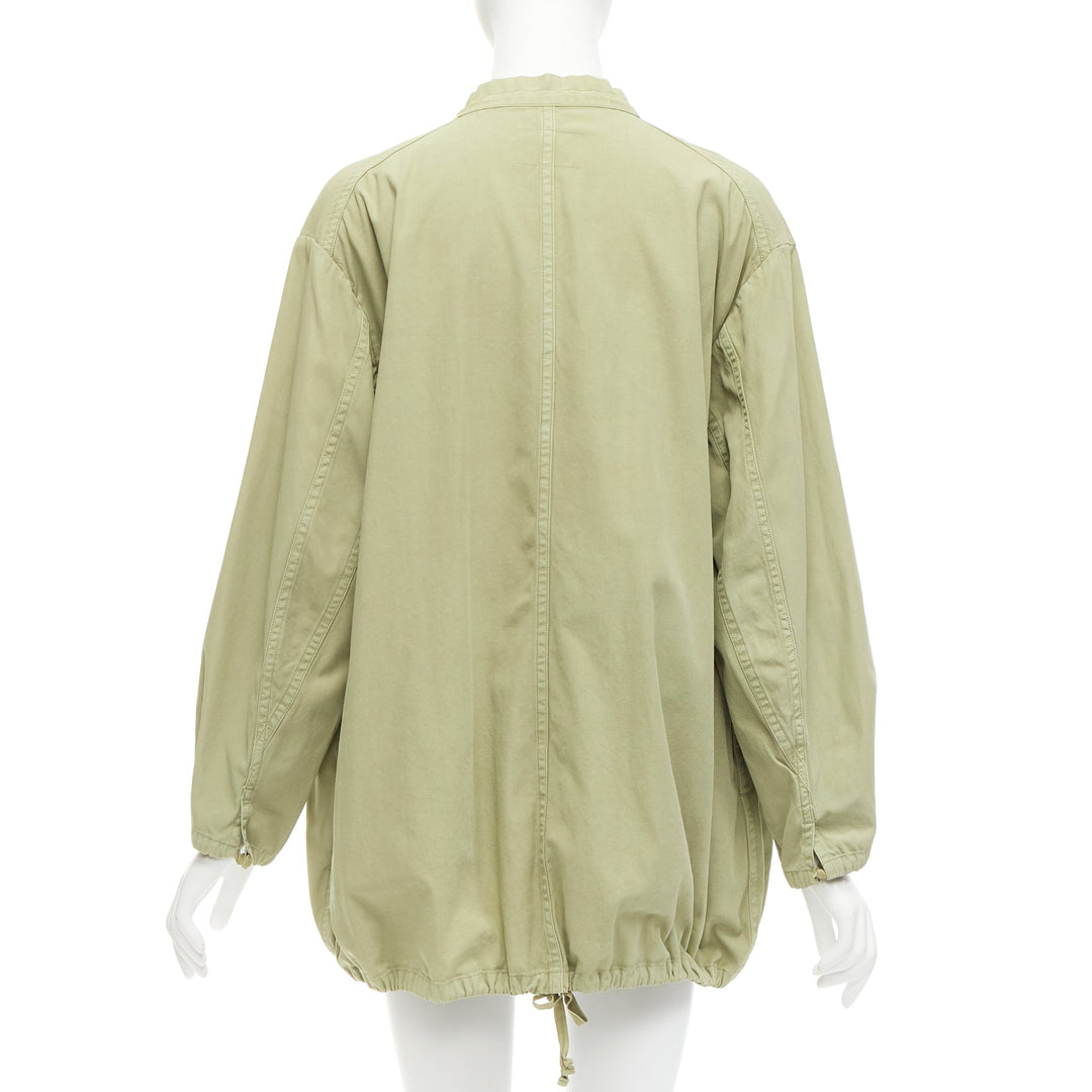 TICCA washed green 100% cotton tie collar centre parka jacket