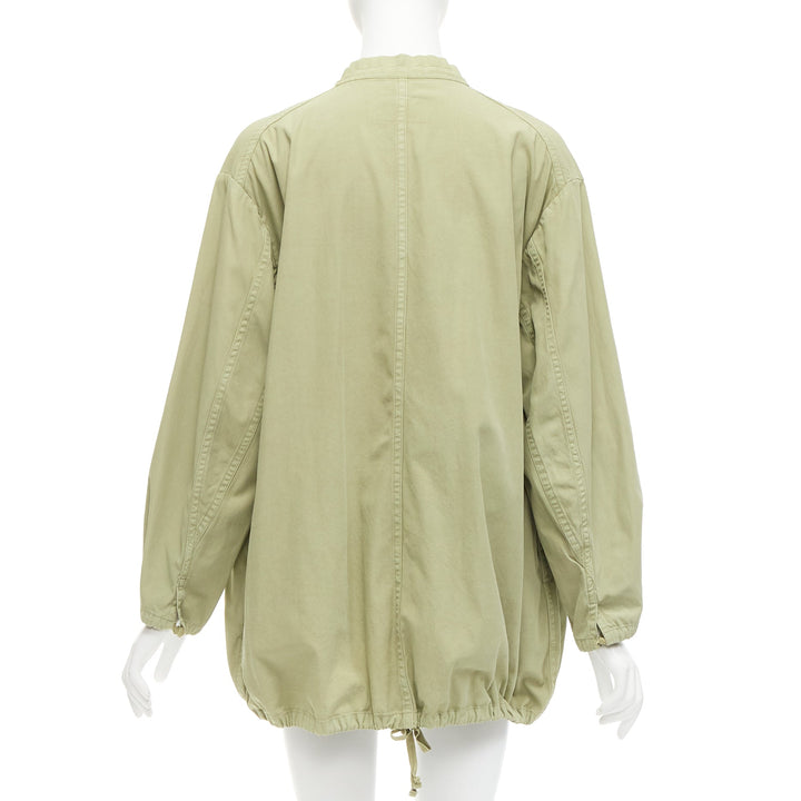 TICCA washed green 100% cotton tie collar centre parka jacket