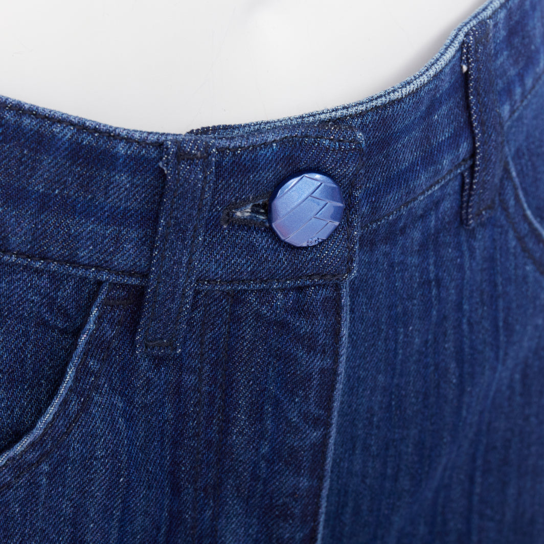 CHANEL blue CC logo woven trompe loeil denim high-rise shorts FR34 XS