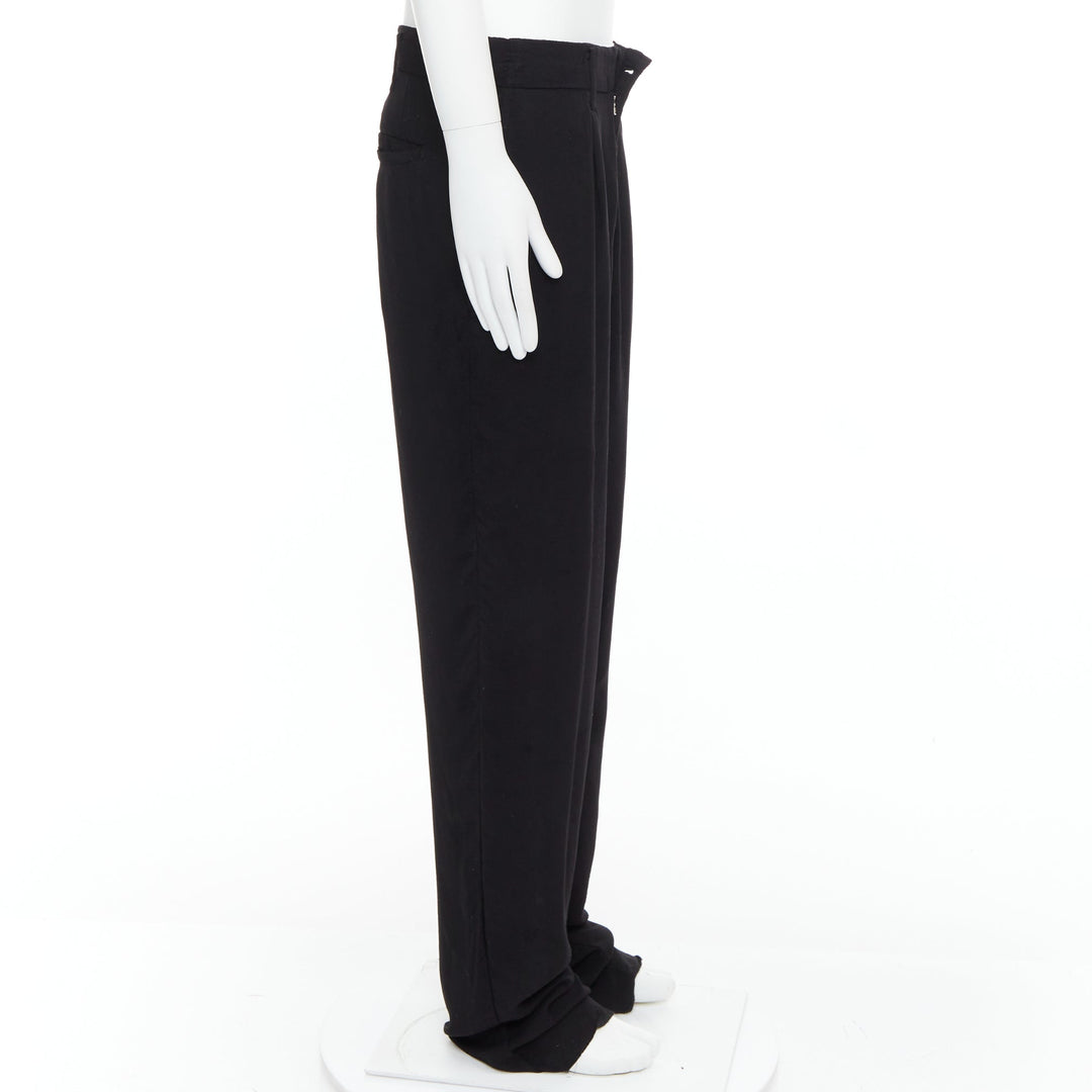 YOHJI YAMAMOTO Y's black rayon pleated front wide tapered pants JP3 L