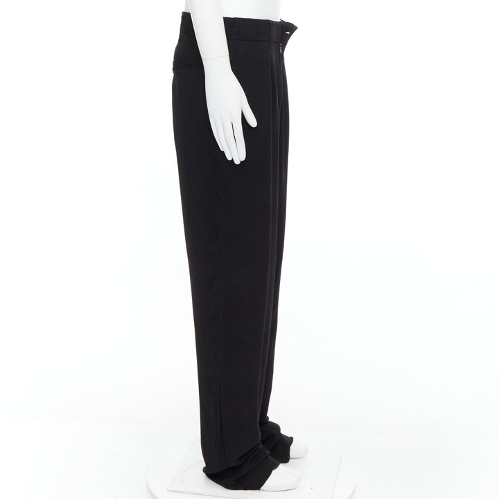 YOHJI YAMAMOTO Y's black rayon pleated front wide tapered pants JP3 L