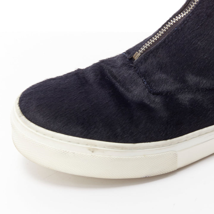 OLD CELINE Phoebe Philo black horse hair O-ring zipper high top sneaker EU38