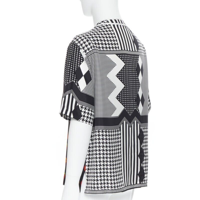 VERSACE 2019 100% silk Double Love Heart geometric baseball shirt EU39 M