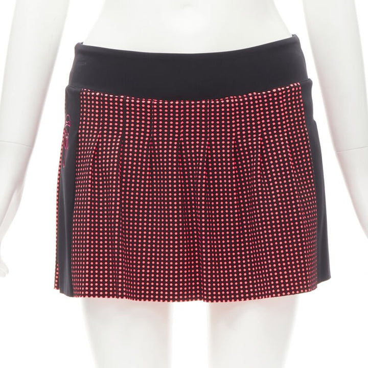 FENDI Activewear Karl Love black pink polka dot lined pleated skirt S