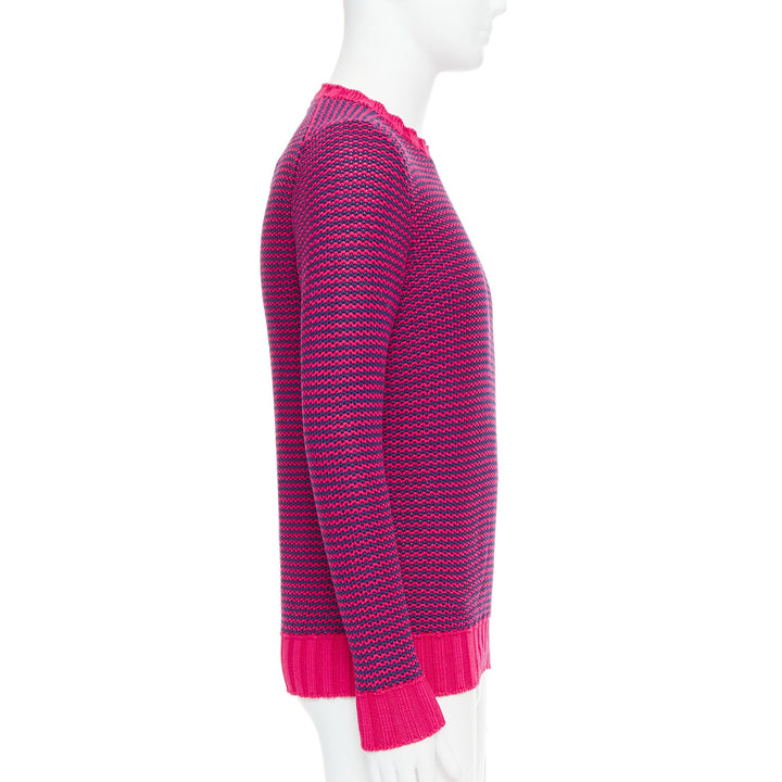 DRUMOHR pink violet cotton knit scallop collar crew sweater IT48 M