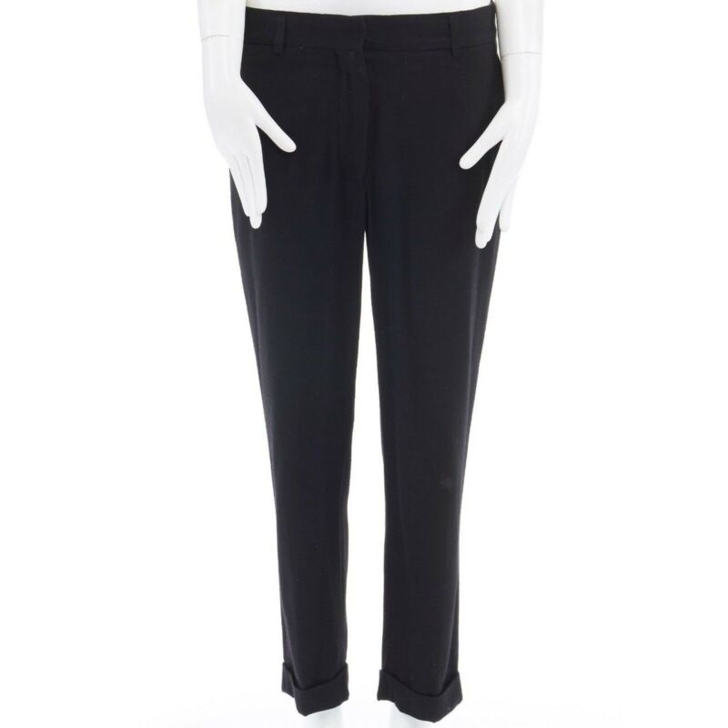 HAIDER ACKERMANN black fleece wool slim leg casual trousers pants FR36 32"