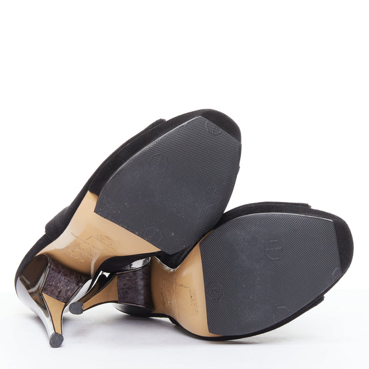 NICHOLAS KIRKWOOD brown black scaled leather platform sandals EU37.5