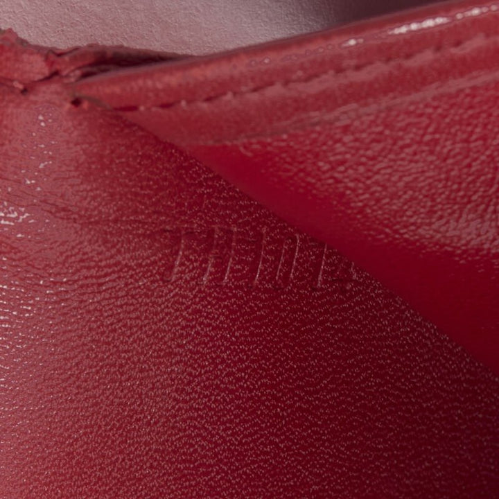 LOUIS VUITTON Vernis red patent LV logo emboss flap continental wallet