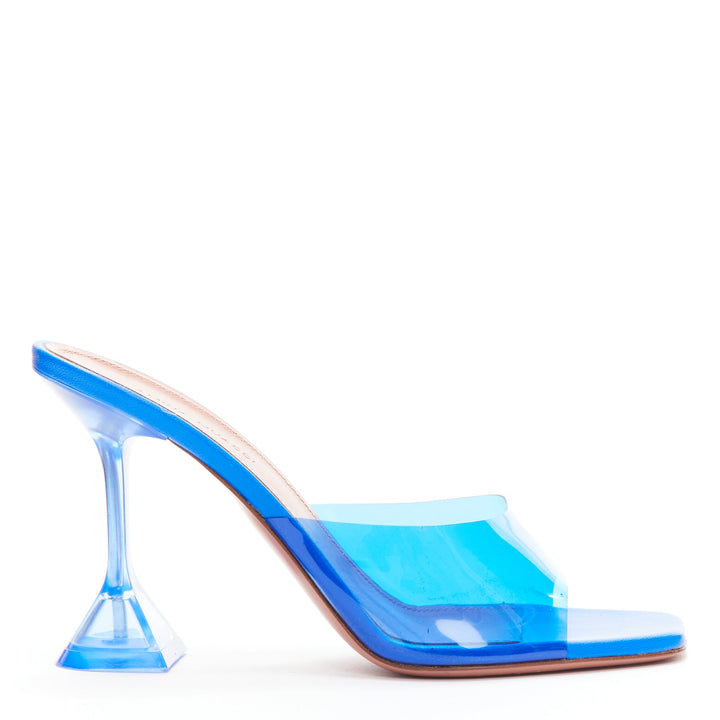 AMINA MUADDI Lupita blue clear PVC spool lucite heel sandal EU37.5