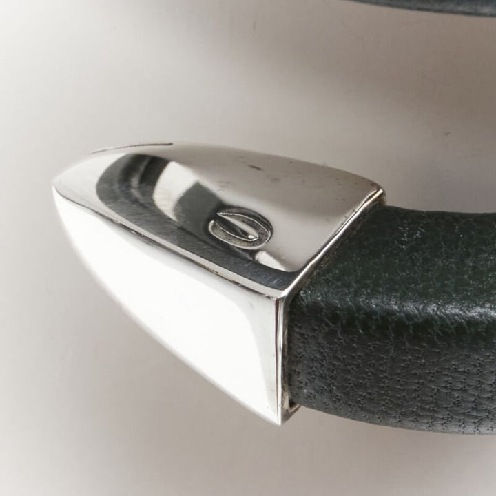 BOTTEGA VENETA  Spiral Coil forest green leather cuff bracelet