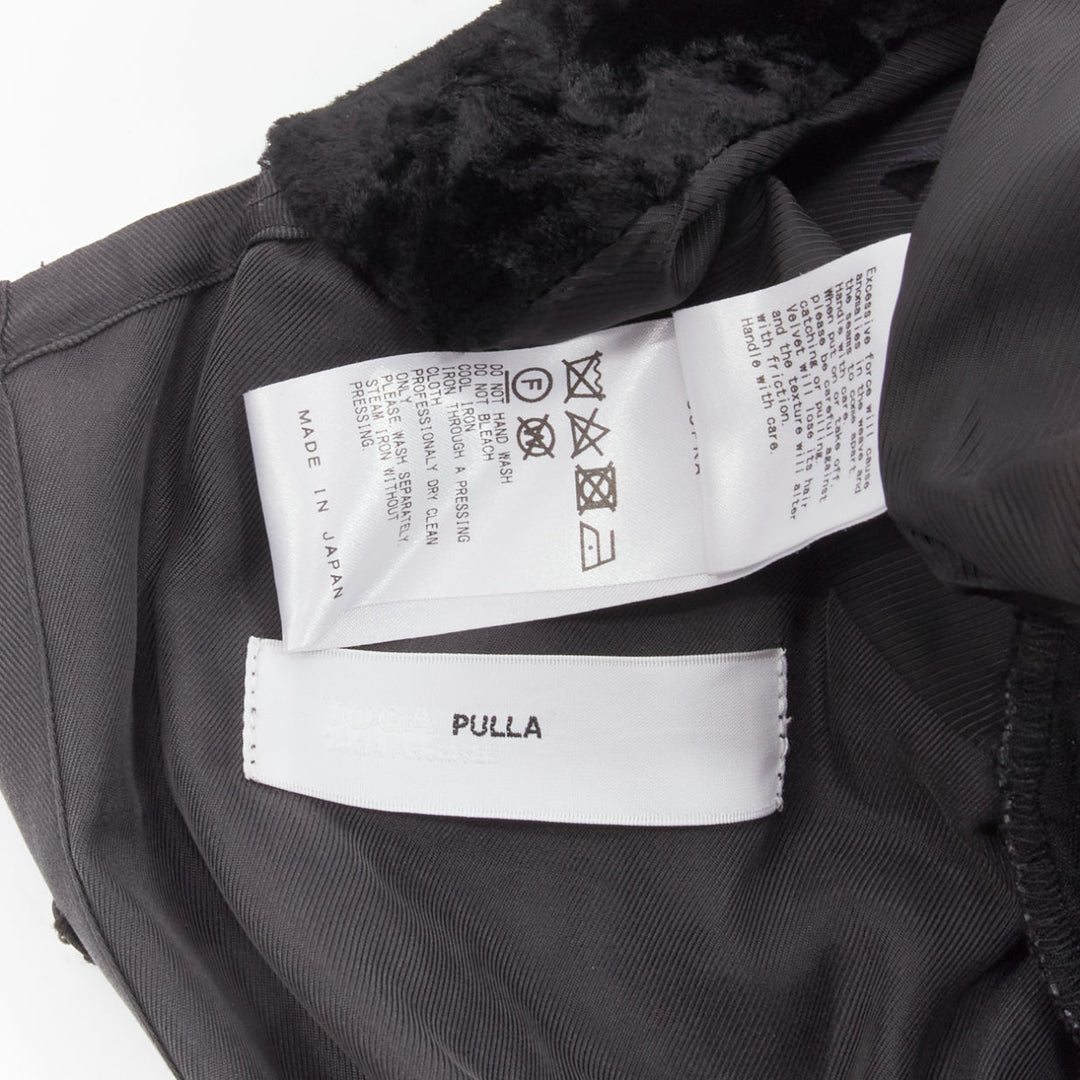 TOGA ARCHIVES PULLA black crushed velvet twill layered tie back zip dress FR36 S