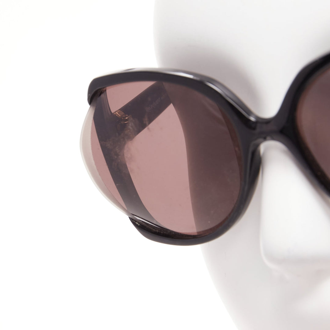 YVES SAINT LAURENT YSL6328S black flared out lens logo side square sunglasses