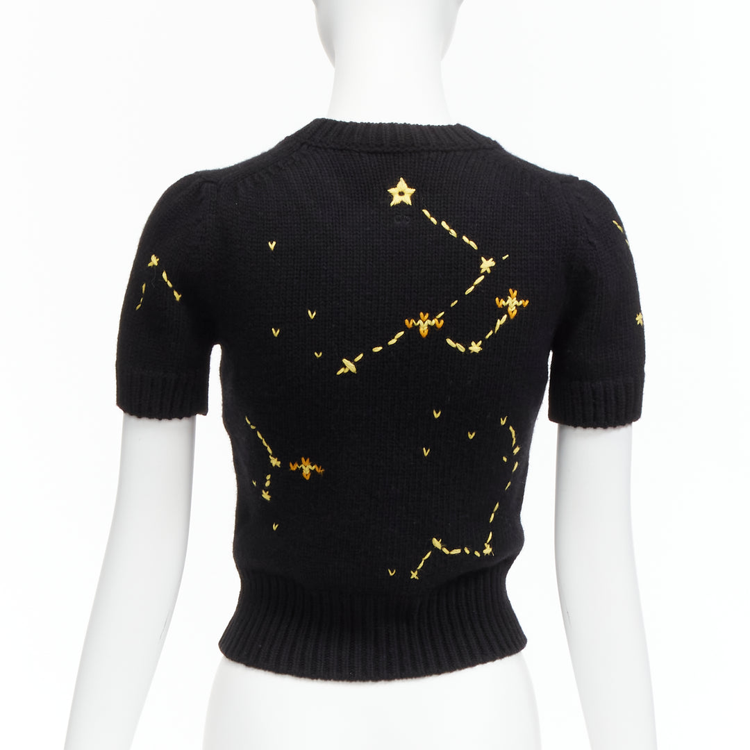 CHRISTIAN DIOR 2022 Pixel Zodiac Scorpio wool cashmere cropped sweater FR34 XS