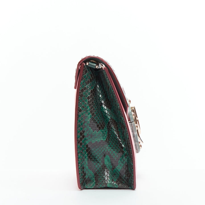 DOLCE GABBANA Lucia pink grey scaled leather flap clasp crossbody bag