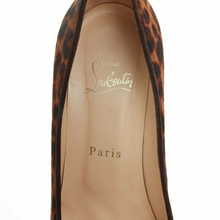 CHRISTIAN LOUBOUTIN Morphing 100 brown leopard calfskin demi wedge heel EU37 US7