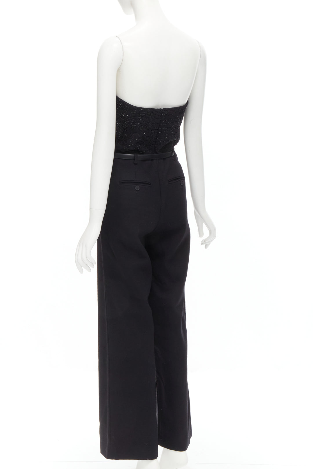 JASON WU 2014 Runway black bead embellished boned corset belted jumpsuit US2 XS