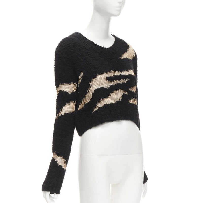 PHILOSOPHY DI LORENZO SERAFINI gold lattice sheer black slouchy sweater top IT38
