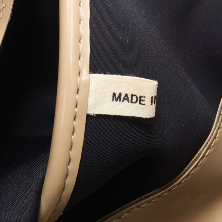 MARNI brown latex PVC gold stud leather trim metal frame tote bag