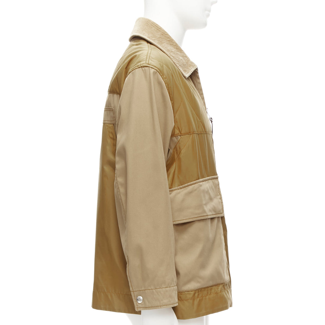 BURBERRY brown corduroy collar padded pocketed chore field jacket M