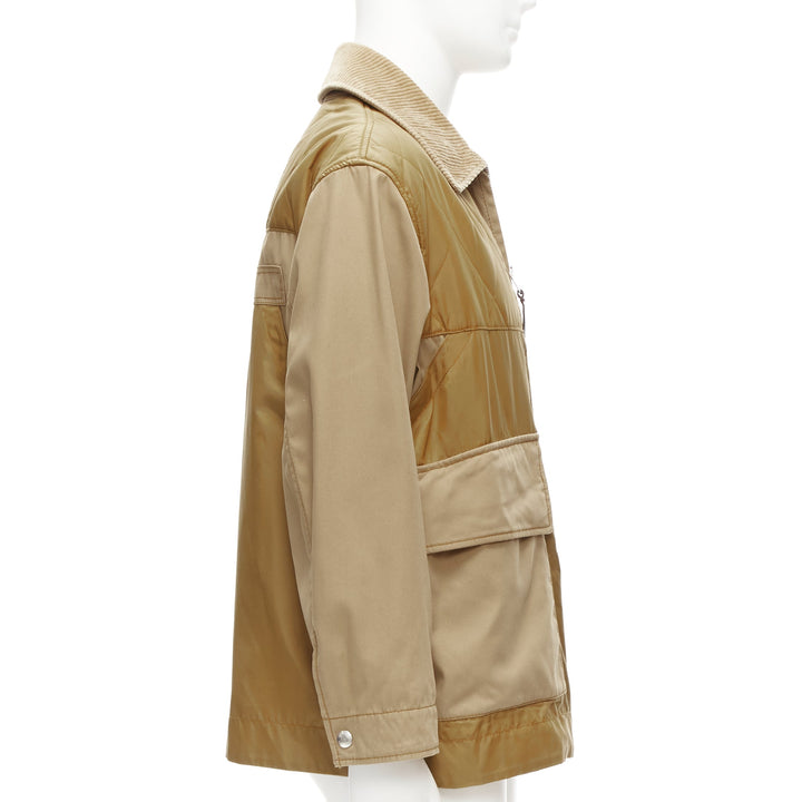 BURBERRY brown corduroy collar padded pocketed chore field jacket M